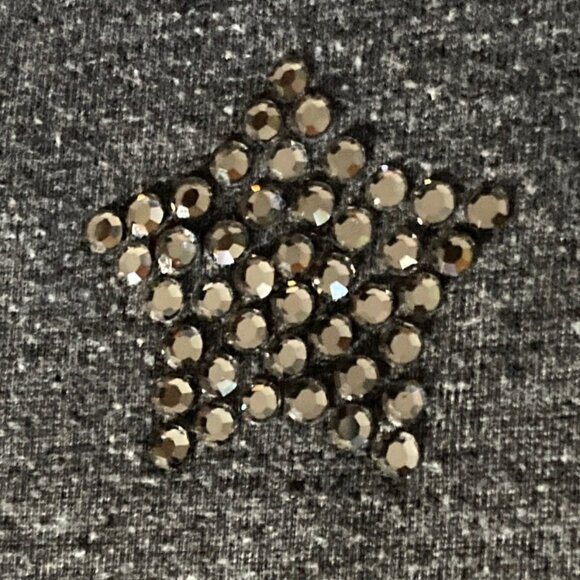 Gray Short Sleeve T Shirt with Swarovski Crystals Star - Size M/L - Picture 7 of 8
